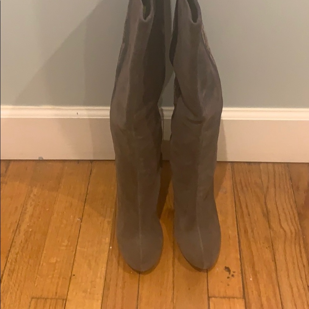 Suede and snake skin boots